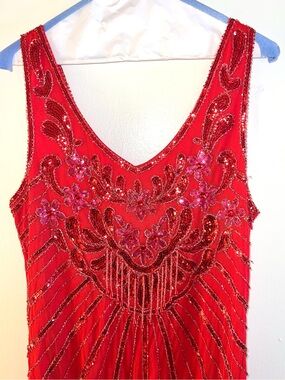 Vibrant Red 1920 Inspired Flapper Dress